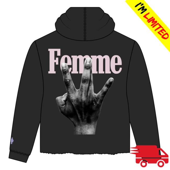 Official Fresh Society Homme + Femme "Twisted Fingers" Black Hoodie Sweatshirts Purple/Pink