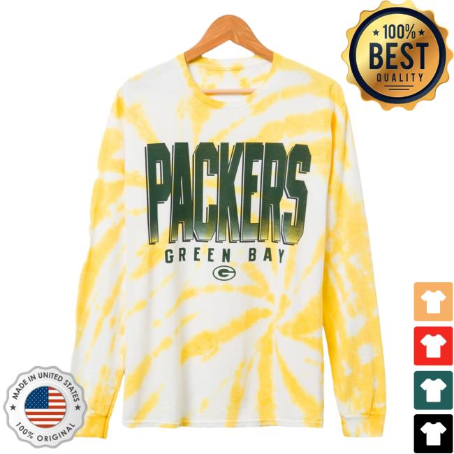 Official Junk Food Apparel Clothing Store Shop Junkfoodclothing Green Bay Packers Game Time Tie Dye Long Sleeve Shirt 2023 Mustard Tie-Dye