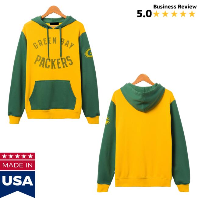 Official Junk Food Apparel Clothing Store Shop Junkfoodclothing Green Bay Packers Logo Goal Line Crew neck Sweatshirt Mustard/Hunter