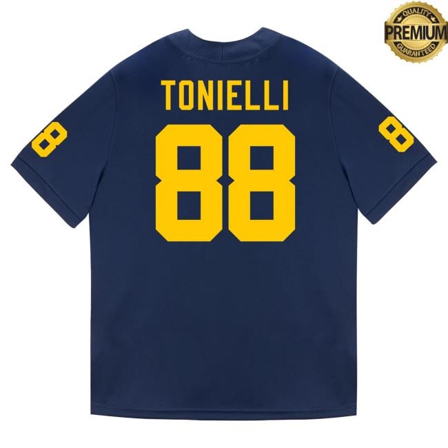 The M Den Michigan Wolverines #88 Deakon Tonielli Student Athlete Blue Football Jersey T Shirt