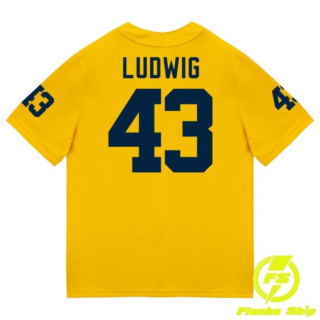 Michigan Wolverines #43 Zach Ludwig Student Athlete Maize Football Jersey Hot Shirt The M Den Shop