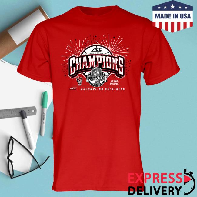 Unisex Blue 84 Red NC State Wolfpack 2024 ACC Men's Basketball Conference Tournament Champions Locker Room T-Shirts