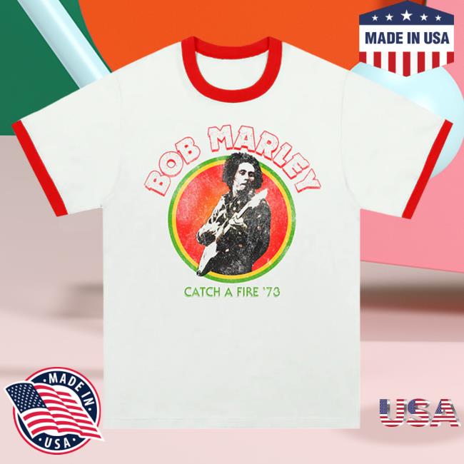 Official Bob Marley Merch Store Shop Bob Marley Catch A Fire Ringer Tshirt