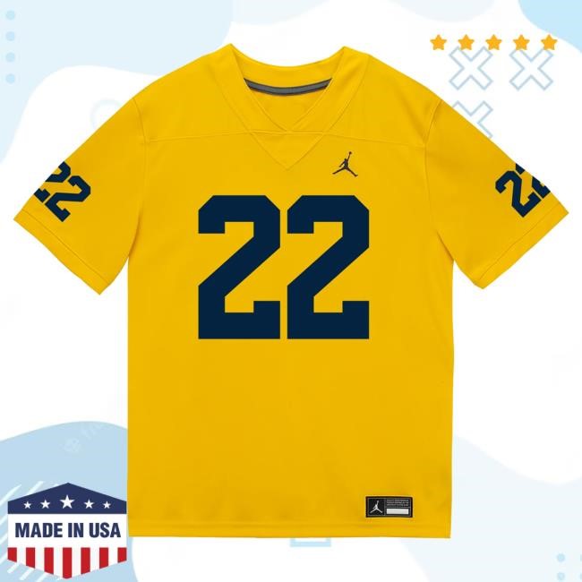The M Den Michigan Wolverines #22 Elijah Dotson Student Athlete Maize Football Jersey T Shirt