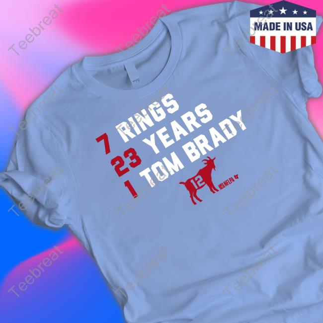 Official Breakingt Merch 7 Rings 23 Years 1 Tom Brady Goat List 2023 Shirt