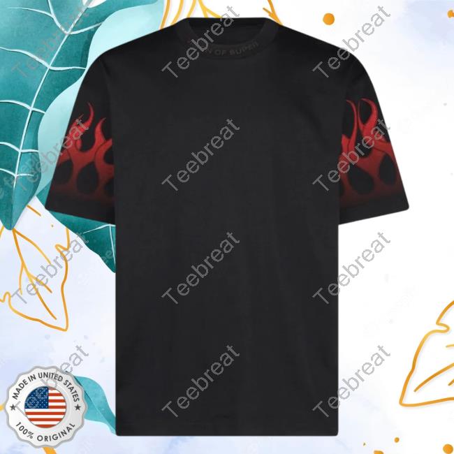 Official Vision Of Super Black Tees With Red Gradient Flames