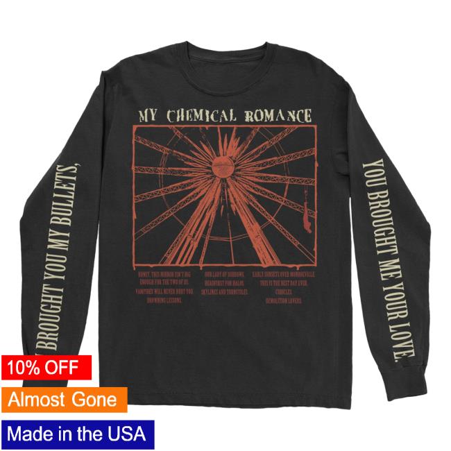 Official Mcr Merch Store Shop Warner Records My Chemical Romance Bullets Track Long Sleeve Shirts WarnerRecords