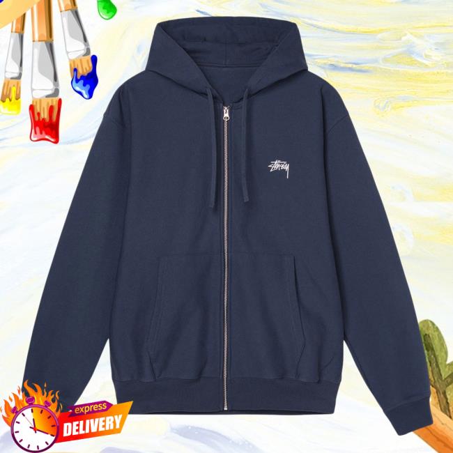 Stussy Clothing Store Shop Merch Stock Logo Zip Up Hoody Navy Apparel