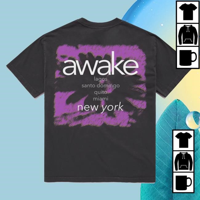 Official Awake NY Clothing Shop Merch City Flower Black T-Shirts
