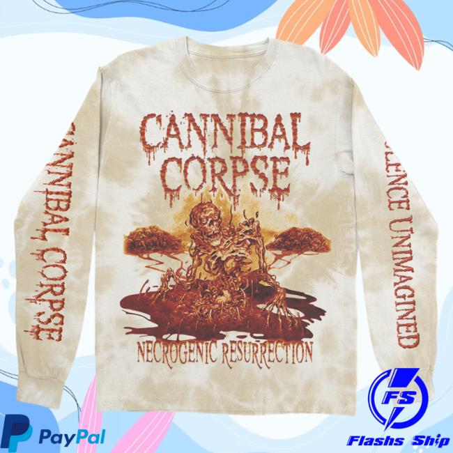 Official Cannibal Corpse Merch Store Necrogenic Ressurrection Tie Dye Long Sleeve Tee Natural/Gold Tie-Dye CannibalCorpse
