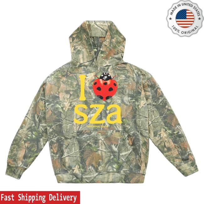 Official Sza Merch Store Sza I Heart SZA Camo Hooded Sweatshirt Solana Imani Rowe