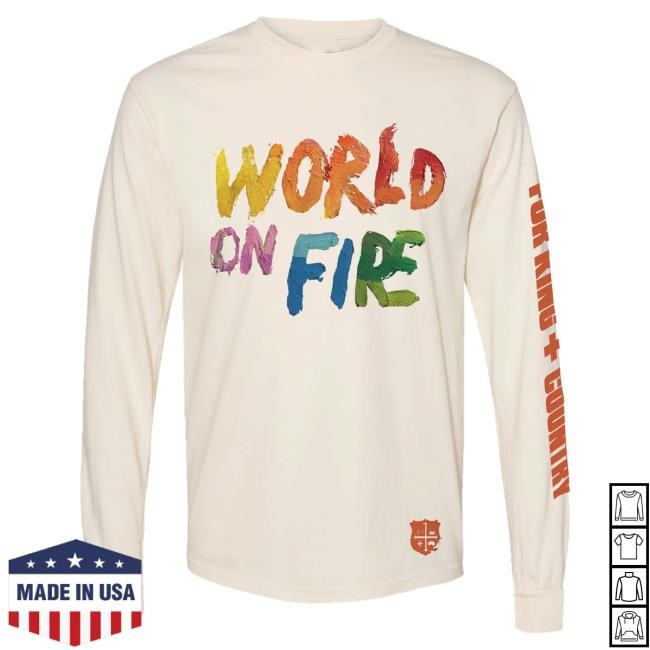 Official For King And Country World on Fire Long Sleeve Shirt - Ivory