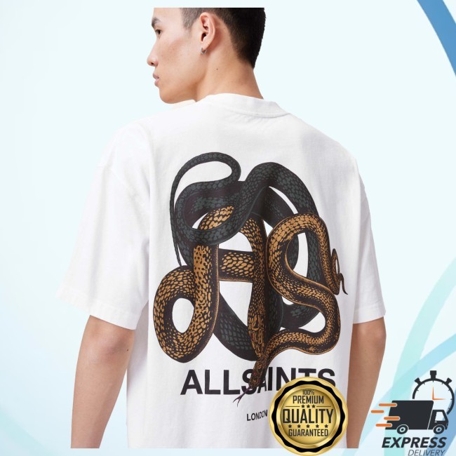 Allsaints Reticulate Oversized Graphic Snake Print Shirt