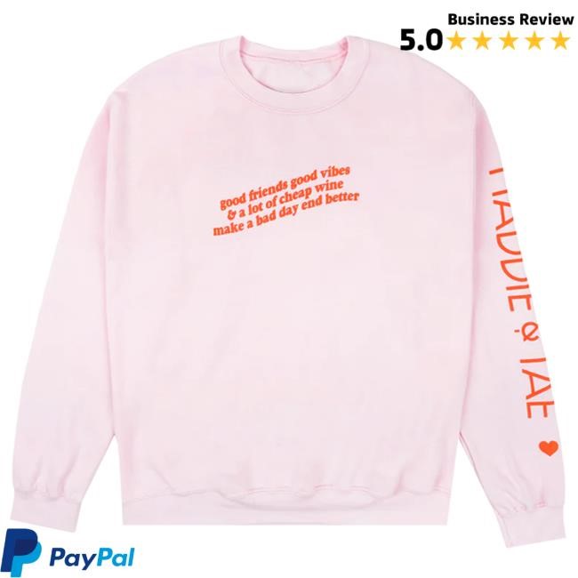Official Maddie & Tae Store Good Friends, Good Vibes Light Pink Pullover Hoodie Maddie And Tae