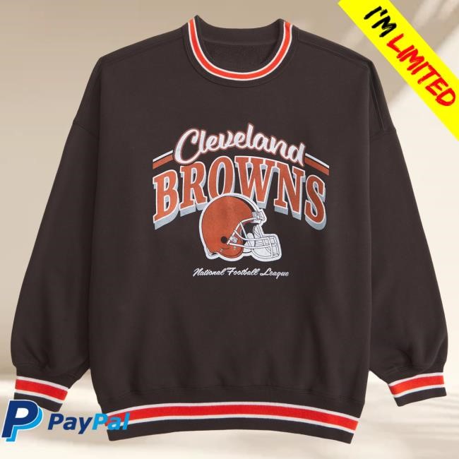 Official Abercrombie And Fitch Merch Cleveland Browns Vintage Sunday Crew Neck Sweatshirt NFL by Abercrombie