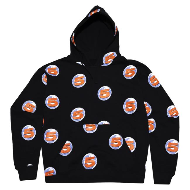 Official Channel 5 Merch Store Channel 5 C5 All Over Print | Black Hooded Sweatshirt Channel 5 Apparel Clothing Shop