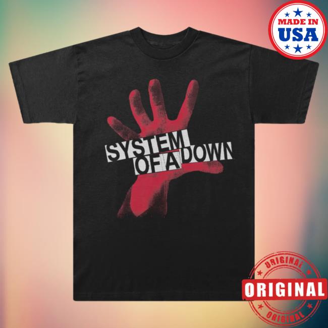 Official System Of A Down Clothing Merch Store Shop System Of A Down Self-Titled Red Hand Logo Tee Shirt SystemOfADown
