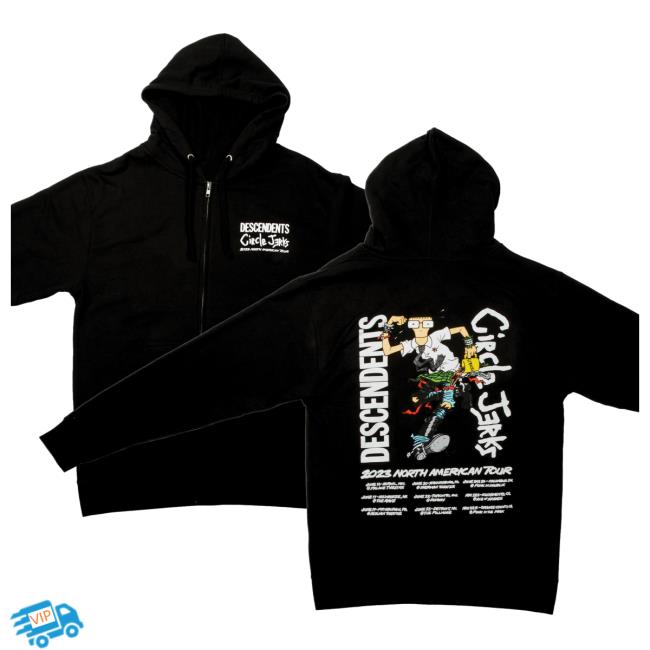 Official Kings Road Merch Store Circle Jerks X Descendents 2023 Tour Zip Up Popover Sweatshirt Kings Road Shop CircleJerks