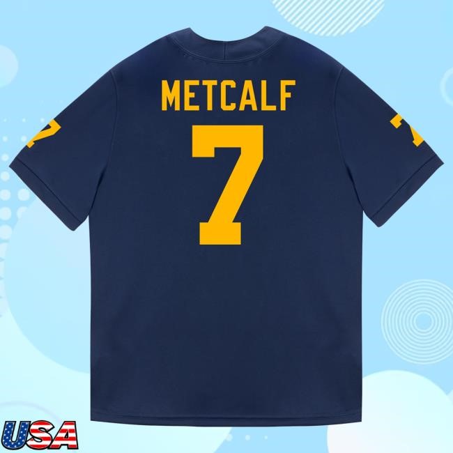 The M Den Michigan Wolverines #7 TJ Metcalf Student Athlete Blue Football Jersey Shirt