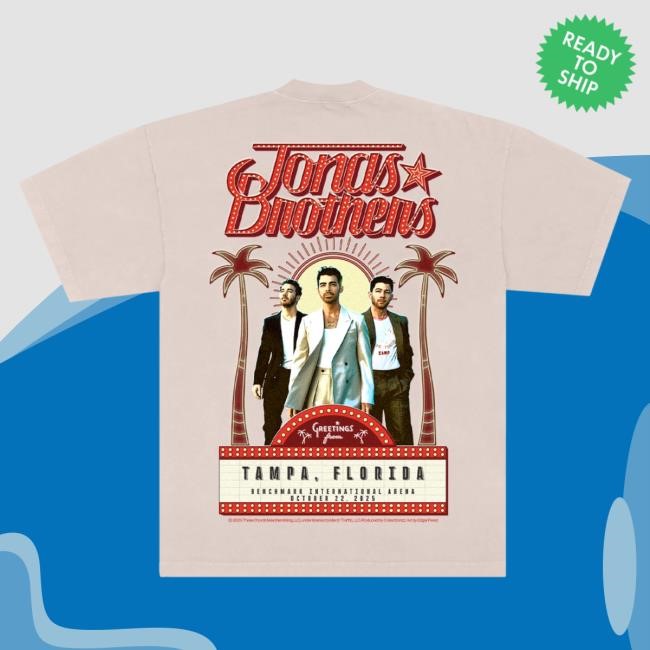 Official Jonas Brothers Merch Store Shop Greetings From Your Hometown - Tampa, FL Tee JonasBrothers