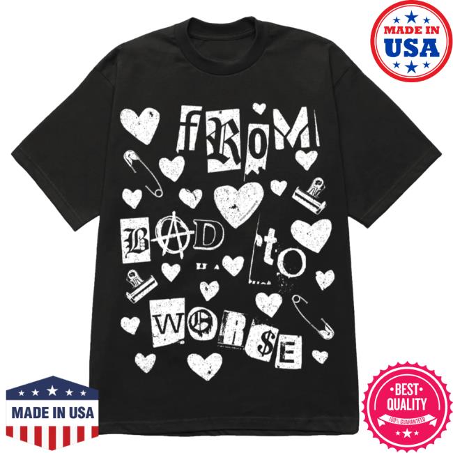 Official Misery Worldwide Misery Bad To Worse Graphic Print Black Tees