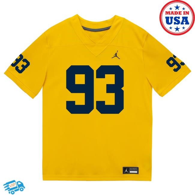 The M Den Michigan Wolverines #93 Hunter Robertson Student Athlete Maize Football Jersey Tee