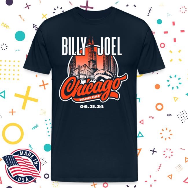 Billy Joel Official Merch Store | Billy Joel "6-21-24 Chicago Event" Navy Pullover Shirt Billy Joel Clothing Shop Billyjoelshop