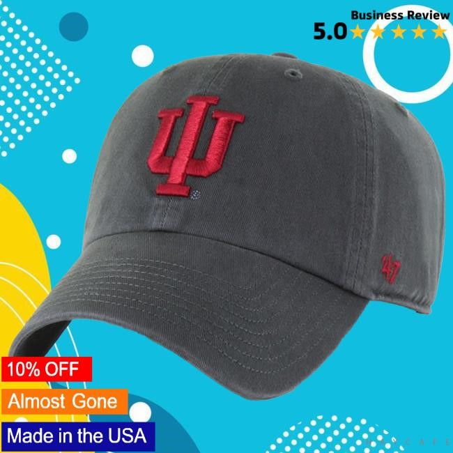 Official Shop Big Ten Store 47 Charcoal Indiana Hoosiers Clean Up Adjustable Cap