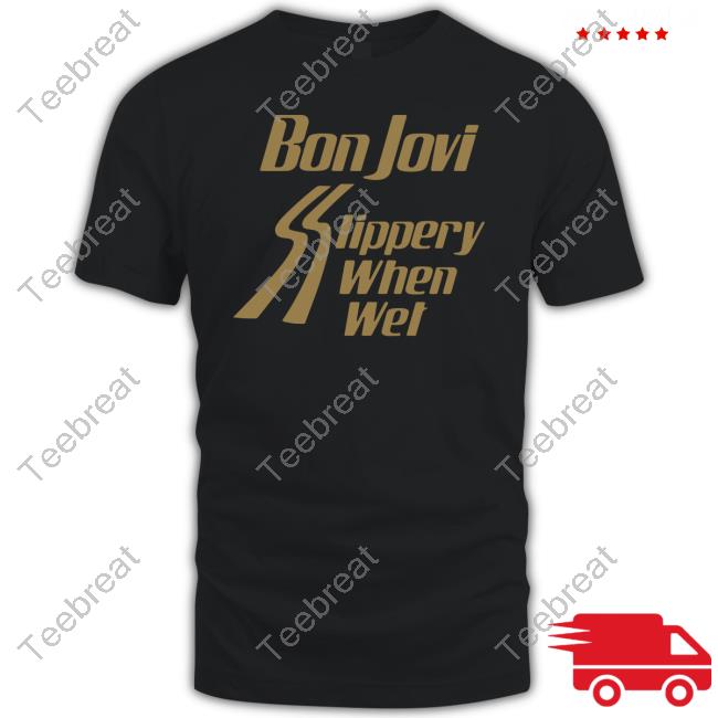 Official Bon Jovi Merch Black Slippery When Wet Hoodie