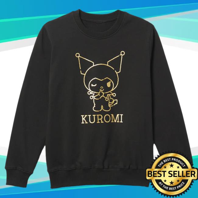 Official Sanrio Apparel Clothing Merch Store Shop Kuromi Metallic Print Hoodie Black