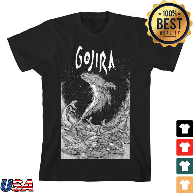 Official Roadrunner Records Gojira Merch Store Gojira Wood Block Whales New Shirt Black RoadrunnerRecords