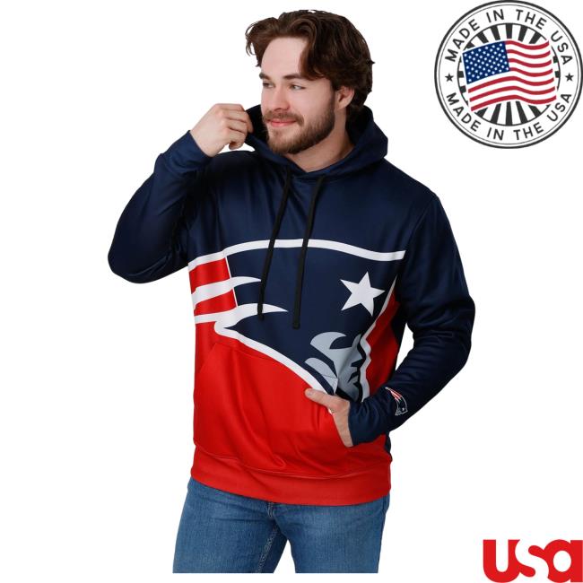Official Foco Merch Store Shop Foco New England Patriots Bold Logo Popover Sweatshirt Foco Apparel Clothing