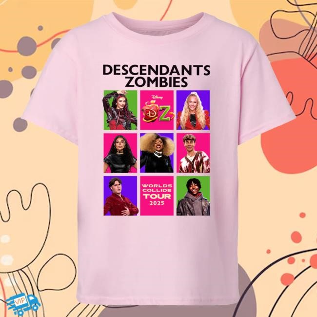 Official Worlds Collide Tour Merch Descendants/Zombies Youth Tees - Pink