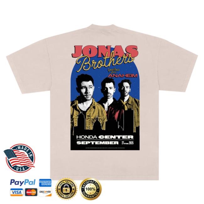 Official Jonas Brothers Merch Store Greetings From Your Hometown - Anaheim, CA T Shirt