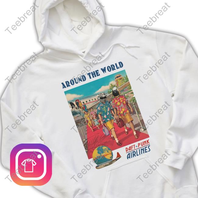 Official Quirk Douglass 808S Store Merch Around The World Daft Punk Airlines Shirt