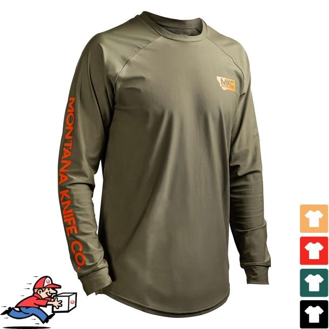 Official Montana Knife Company Mkc Long Sleeve Shirts Performance Crew - Olive