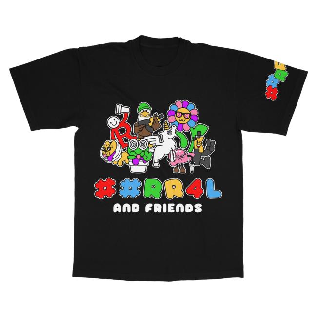 Official Really Rich Merch Rr4l & Frriends Tee Shirt Black ReallyRich Clothing