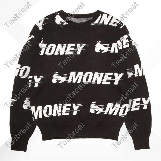 Official Money Clothing Aop Money Clothing Motion Knit Crew neck Sweatshirt Black