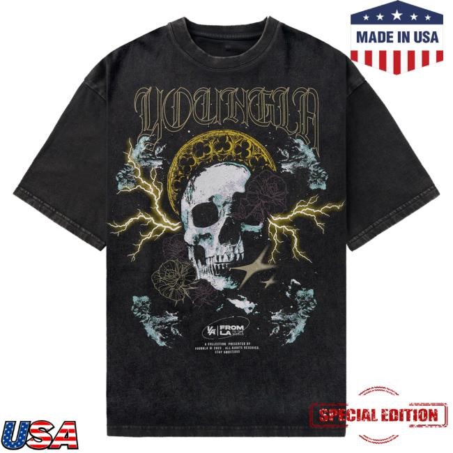 4058 - Inferno Haloed Skull T Shirt Youngla