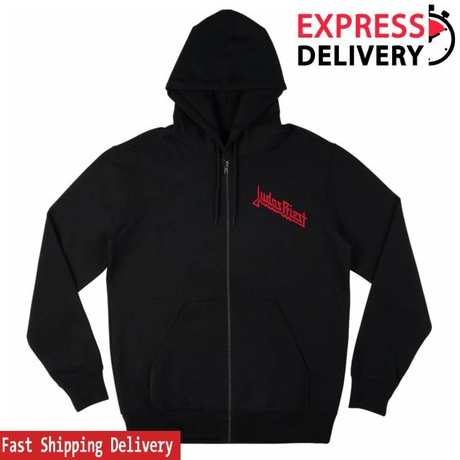 Official Judas Priest Merch Painkiller Linear Zip-Up Pullover Hoodie