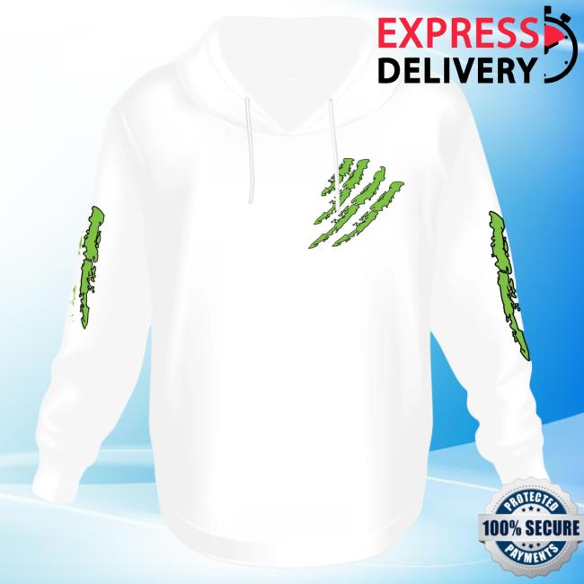 Official 6ix9ine Merch Store Tekashi 6Ix9ine White Pullover Hoodie Tata Claw Green