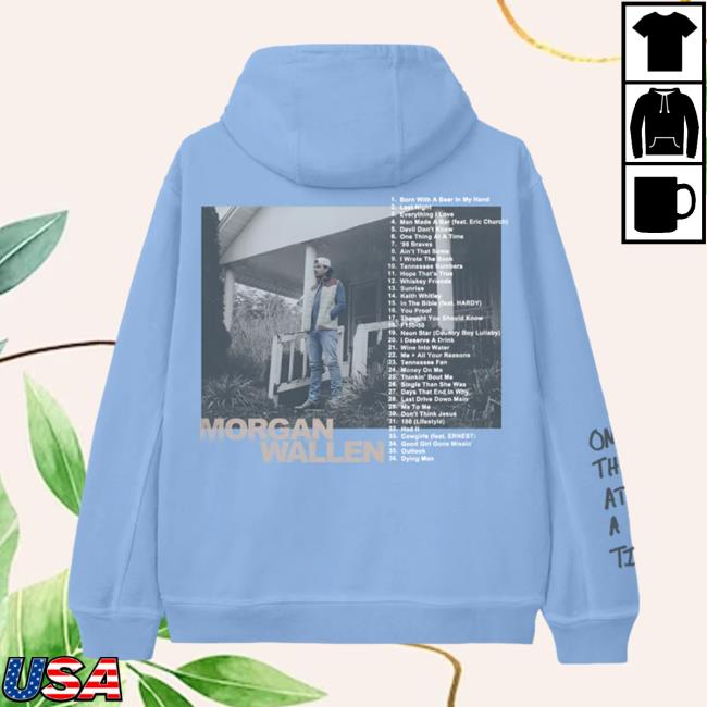 Morgan Wallen Apparel Clothing Store Shop One Thing At A Time Album Cover Blue Pullover Hoodie Morganwallen Merch