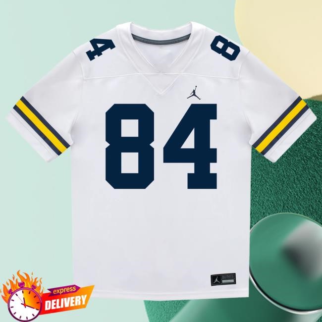 The M Den Michigan Wolverines #84 Jacob Washington Student Athlete White Football Jersey Shirts