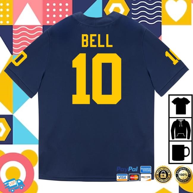 The M Den Michigan Wolverines #10 Kendrick Bell Student Athlete Blue Football Jersey New Shirt