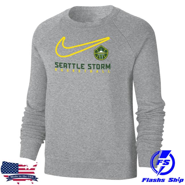 Official Seattle Storm Merch Store Seattle Storm Swoosh Ball Crew neck Sweatshirt
