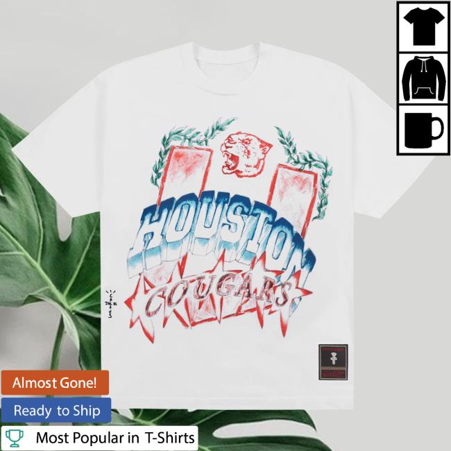 Official Travis Scott Utopia Merch Store CJ X M&N X UNIVERSITY OF HOUSTON HANDDRAWN Tee Travis Scott Apparel Clothing TravisScott