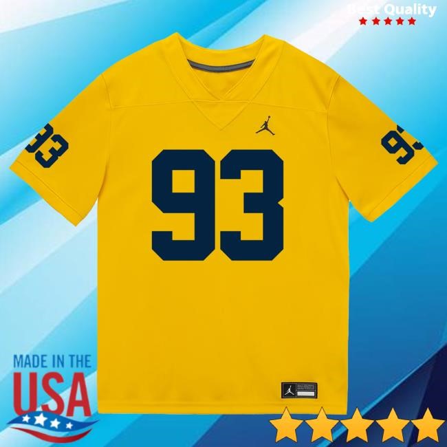 Michigan Wolverines #93 Hunter Robertson Student Athlete Maize Football Jersey Hot Shirt The M Den Shop Official