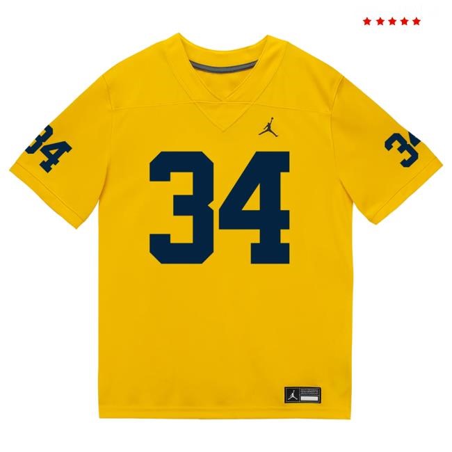 Michigan Wolverines #34 Jaydon Hood Student Athlete Maize Football Jersey Tshirt The M Den Shop