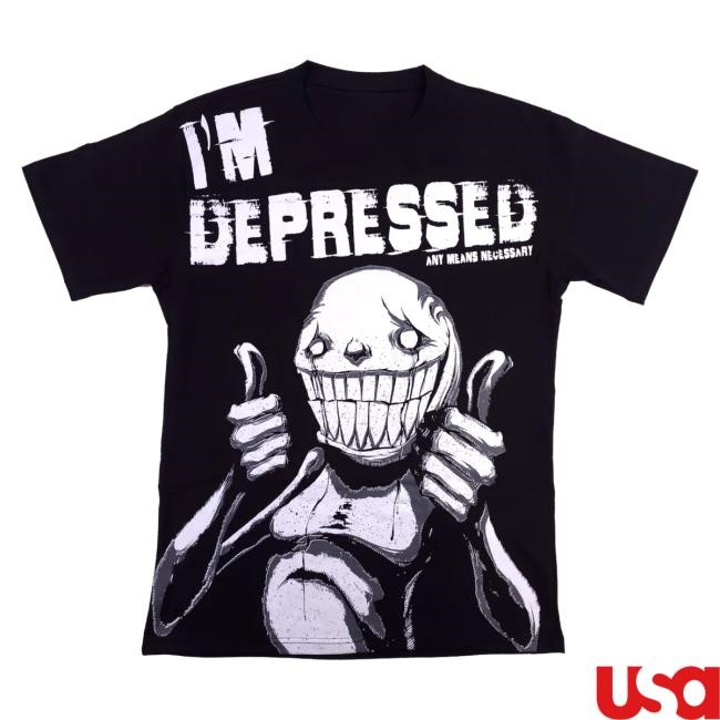 Official Any Means Necessary Clothing I'm Depressed Hot Shirt Black Andromeda