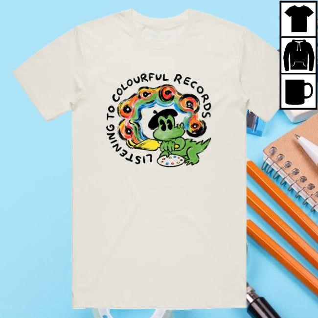 Official Doom Records Merch Store Shop King Gizzard and The Lizard Wizard Listening To Colourful Records Shirt 2024
